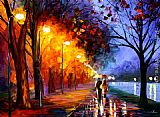 Leonid Afremov - Alley by the Lake painting